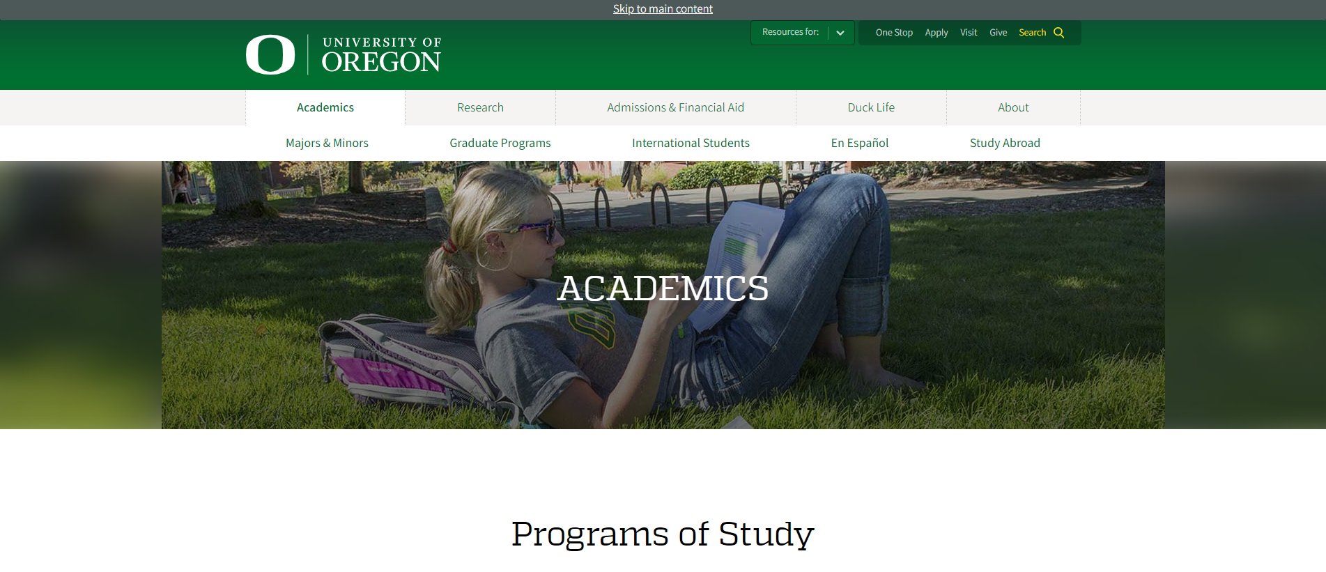 Bypass Blocks Digital Accessibility UO